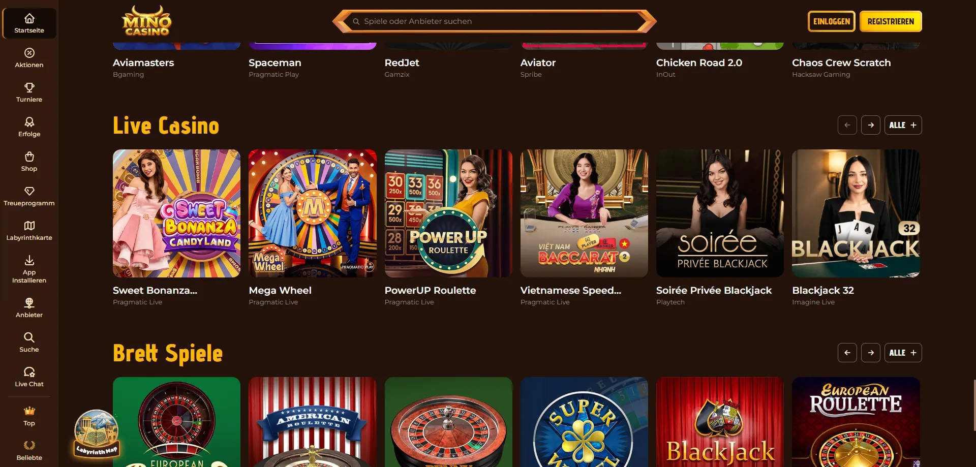 Mino Live Casino – echte Dealer und Live-Tischspiele rund um die Uhr