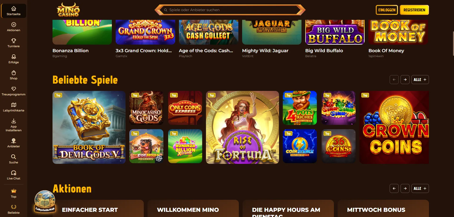 Mino Casino Spielbibliothek &ndash; Slots, Tischspiele und Live Casino