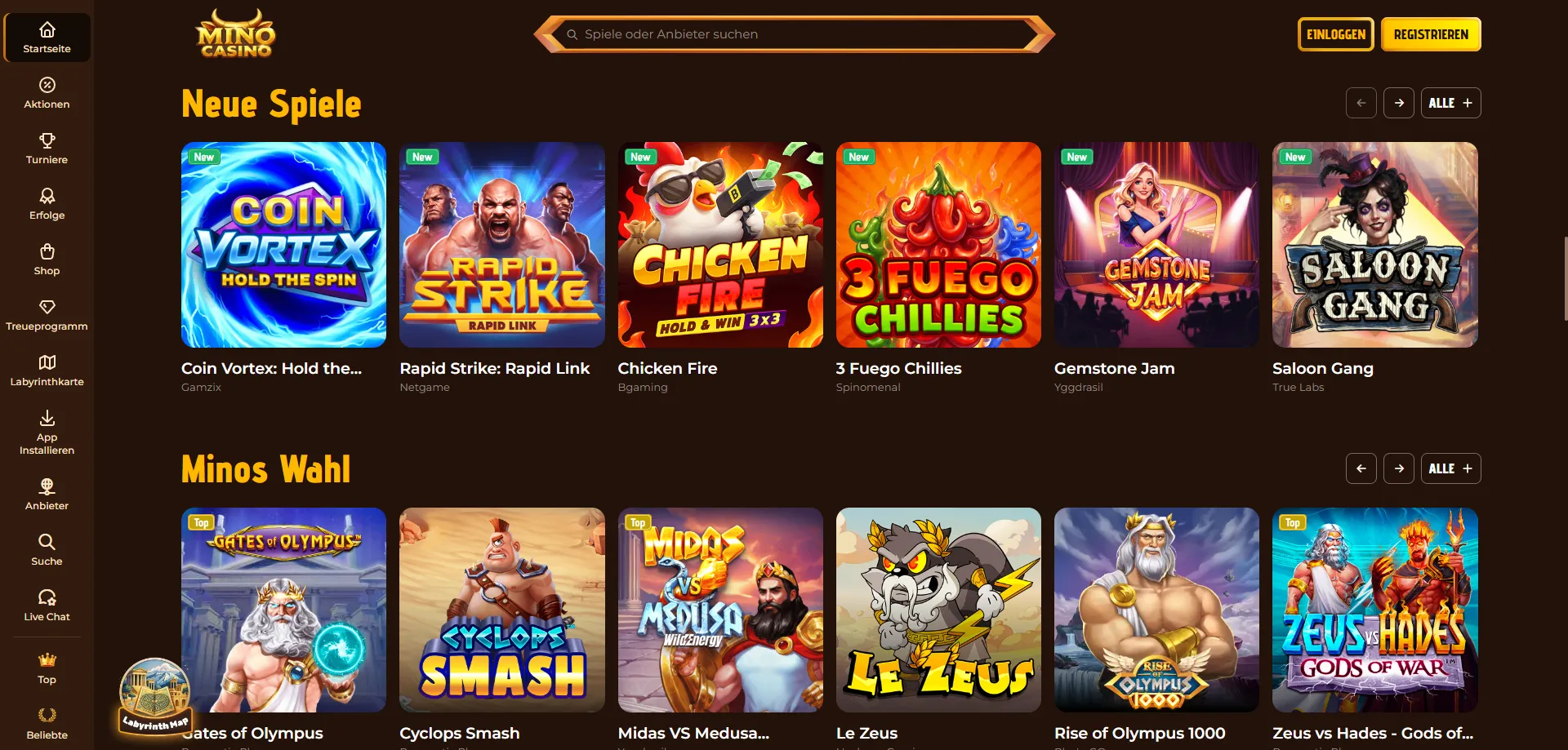 Mino Casino mobile Spielbibliothek – Slots und Live-Casino unterwegs