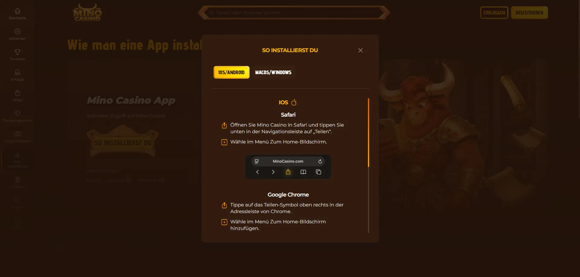 Mino Casino App für iOS und Android – mobil spielen